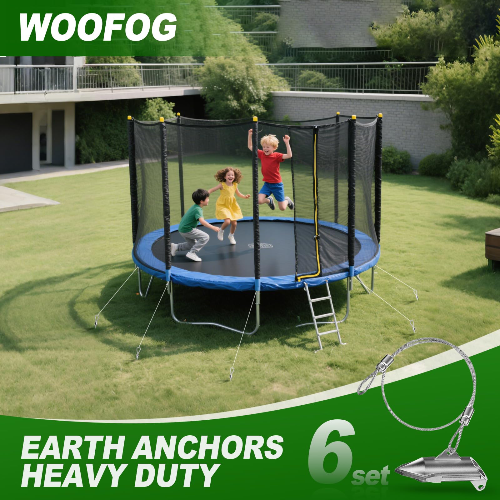WooFog tent anchored securely in muddy ground