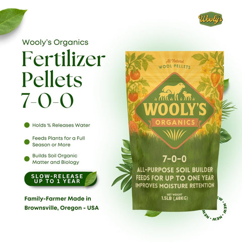 Wooly's Organics Wool Pellets demonstrating moisture retention in soil