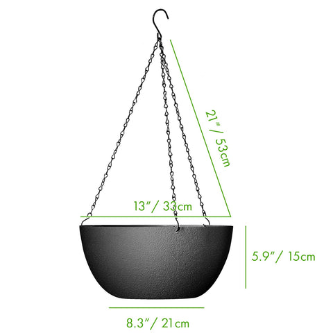 WOUSIWER hanging planter with triple chains, two-pack, ideal for versatile outdoor setups.