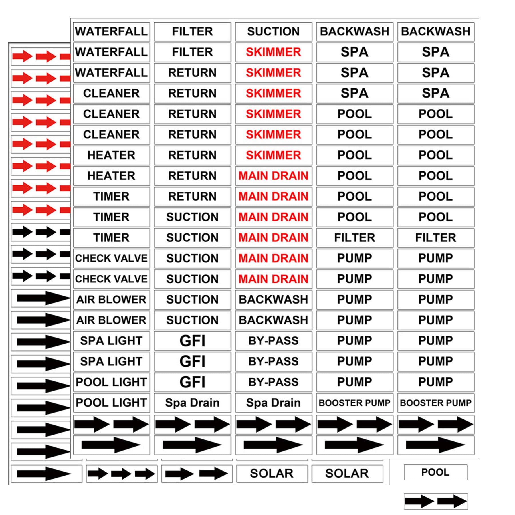 Wootile pool labels 210-labels pack helps identify pool components quickly.