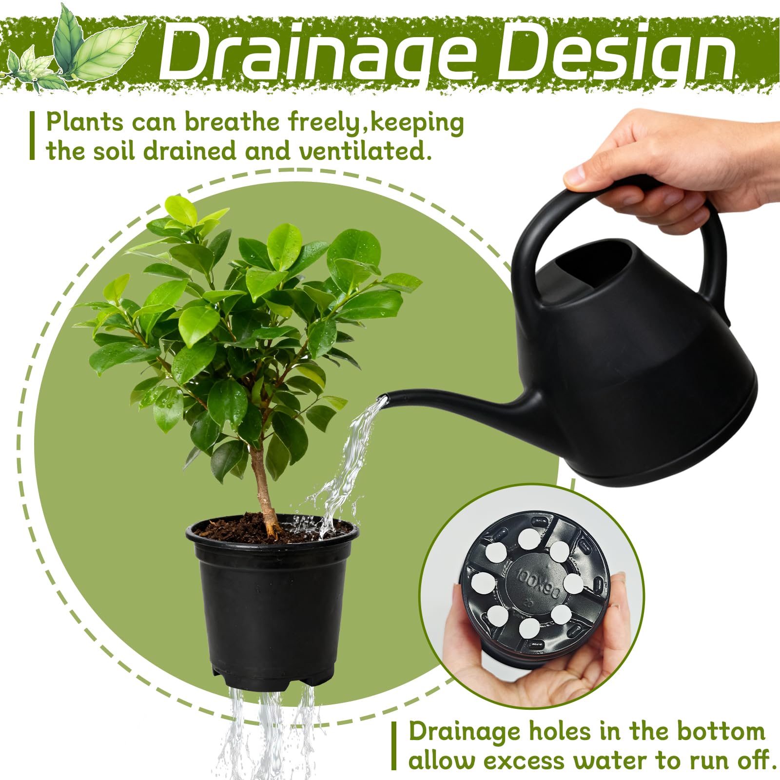 Bottom drainage holes promote airflow and prevent overwatering for healthy plants.