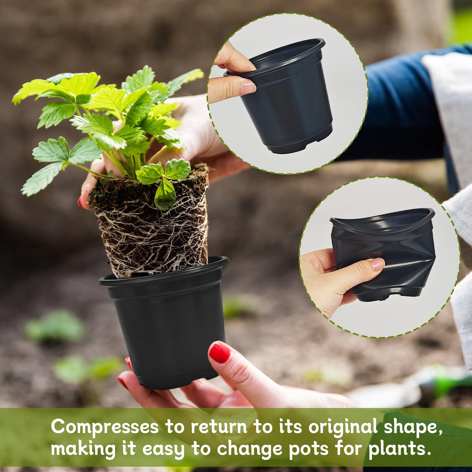 Pots suitable for indoor and outdoor use in various gardening setups.