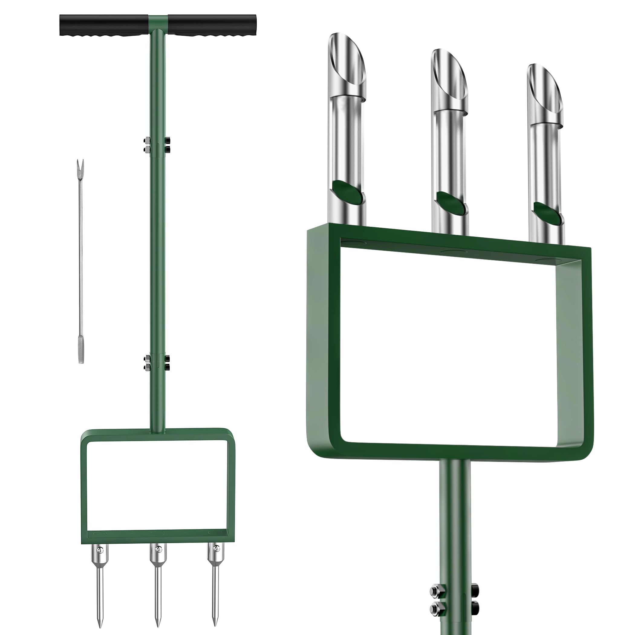 Worcest aerator core-tines assembly for deep soil relief and better root access