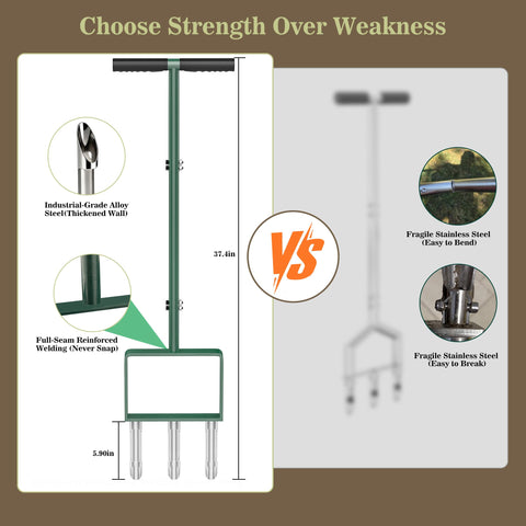 Worcest heavy-duty alloy steel construction resists bending on tough lawns