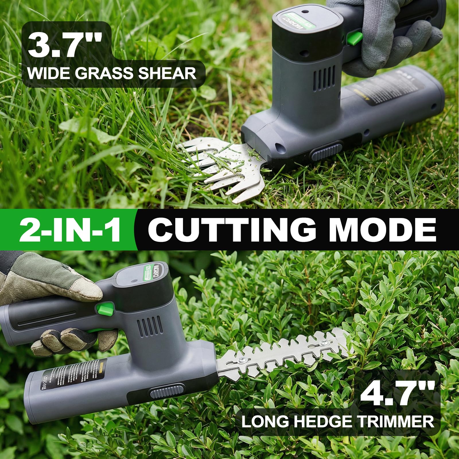 WORFCI blade assembly close-up highlighting interchangeable blades for versatile trimming