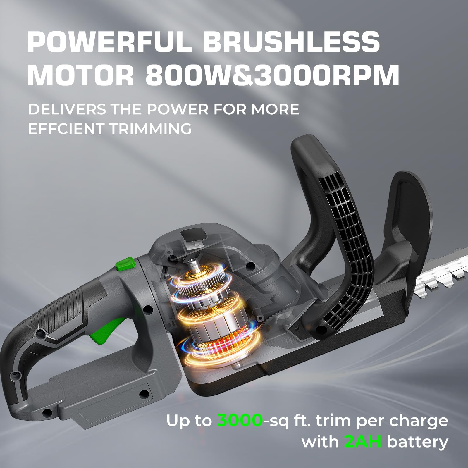 WORFCI two-pack batteries extend trimming time per charge.