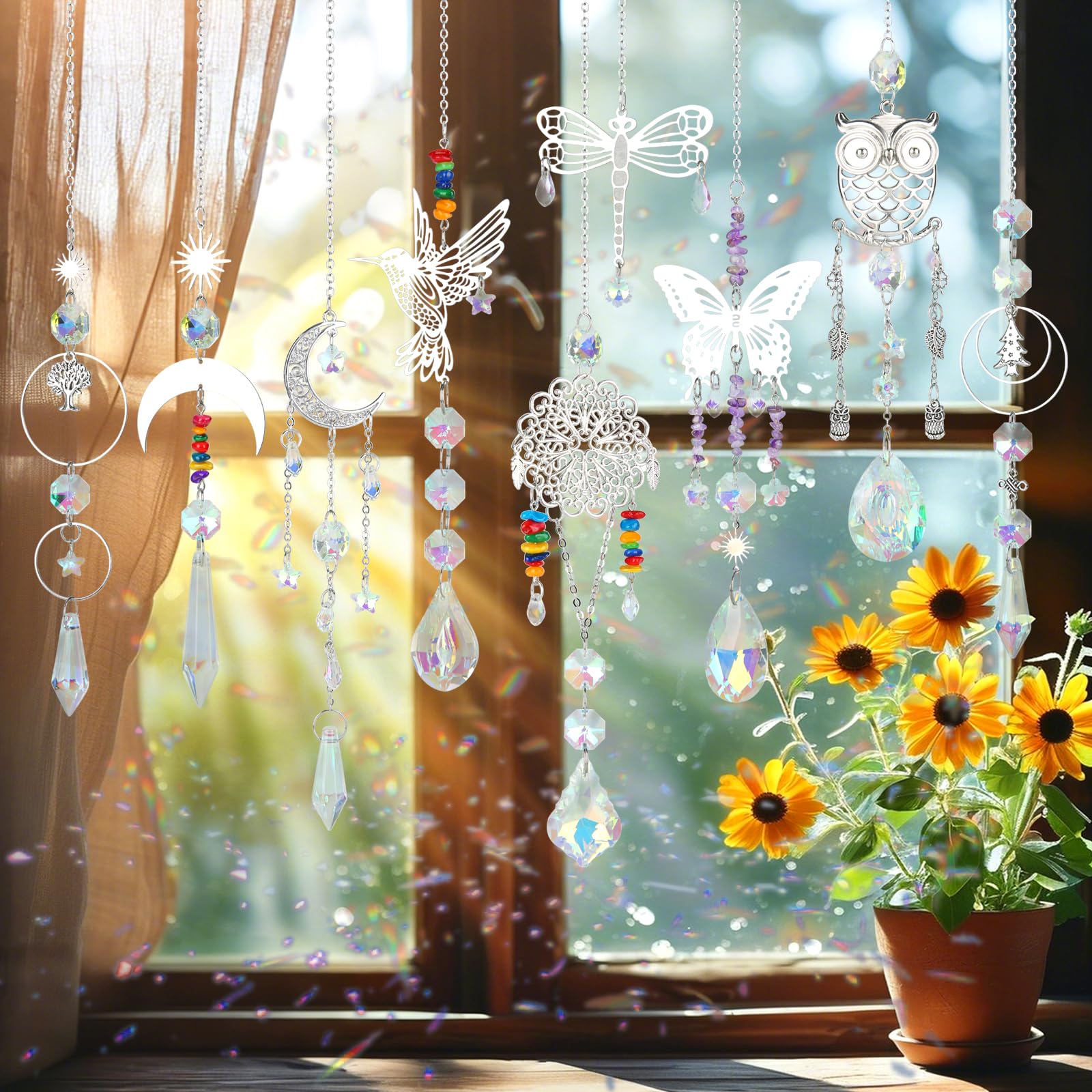 Worgree finished sun catcher designs sparkle when sunlight hits.