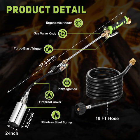 WorkBless flame-control ignition for easy one-handed operation