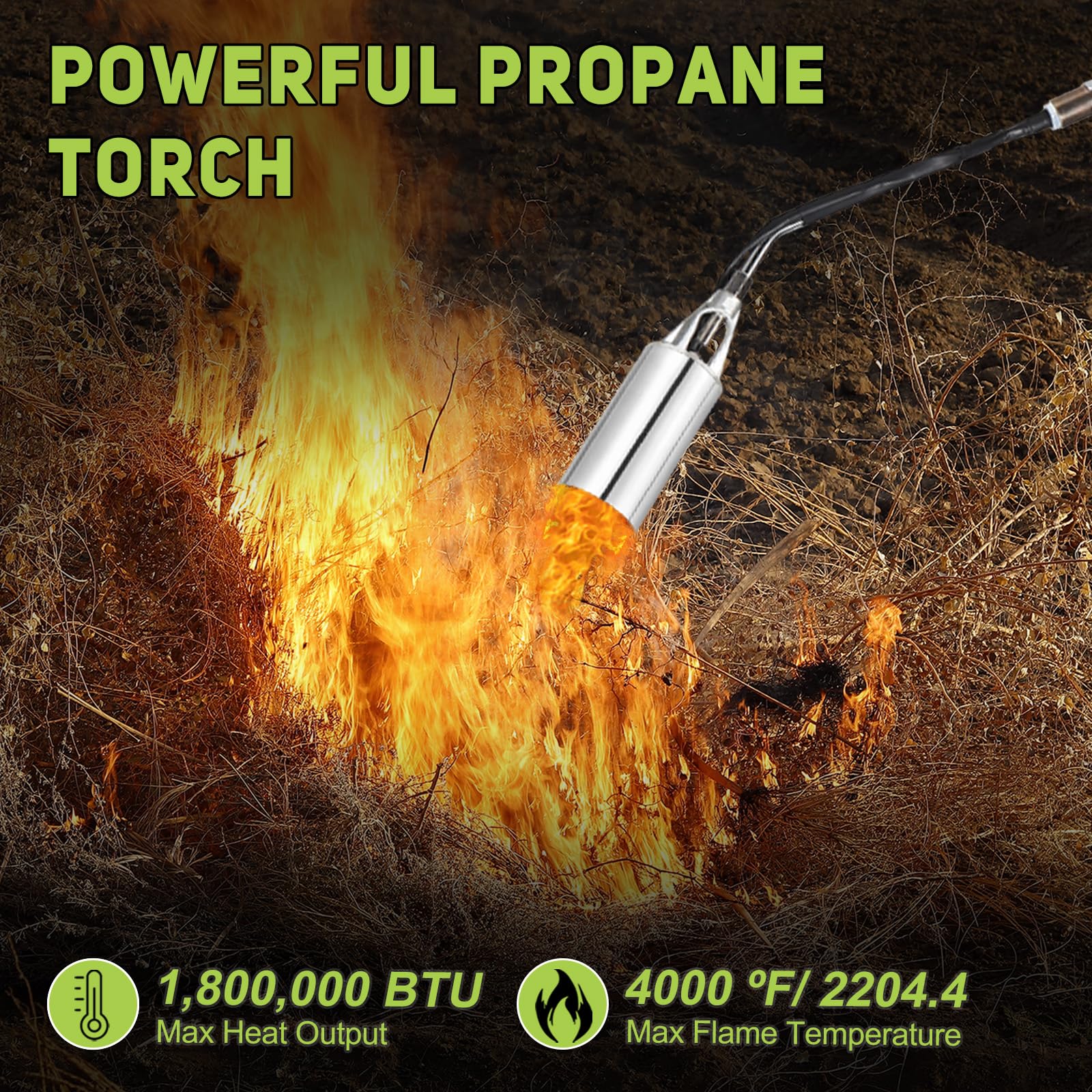 WorkBless propane torch with 10ft hose connected to a tank