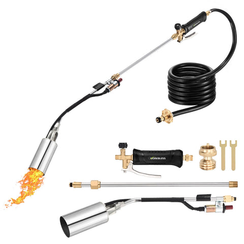 WorkBless weed burner with ergonomic handle for comfortable weed removal.