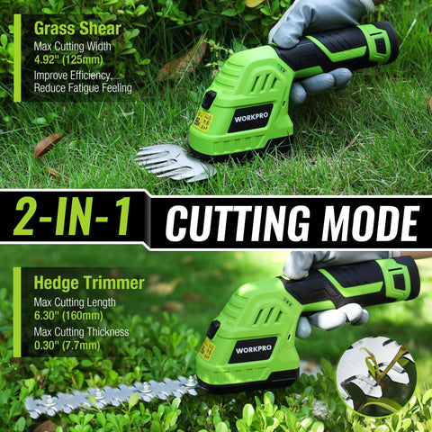 WORKPRO shrub-shear cuts small hedges smoothly for neat edges.