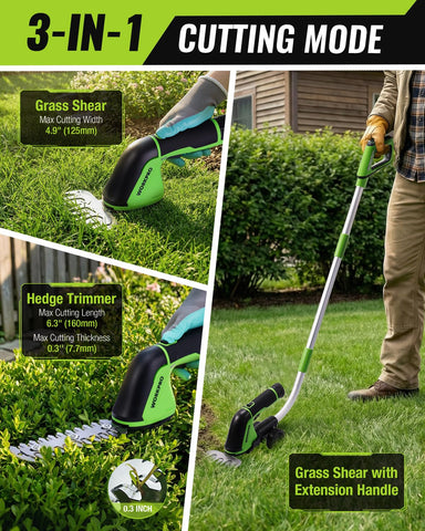 WORKPRO extension pole attached for upright lawn edging