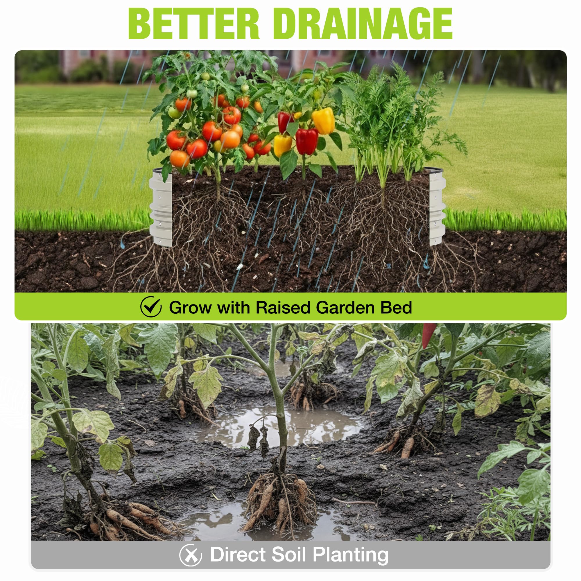 WORKPRO open, spacious bed offers ample growing area for vegetables and flowers.