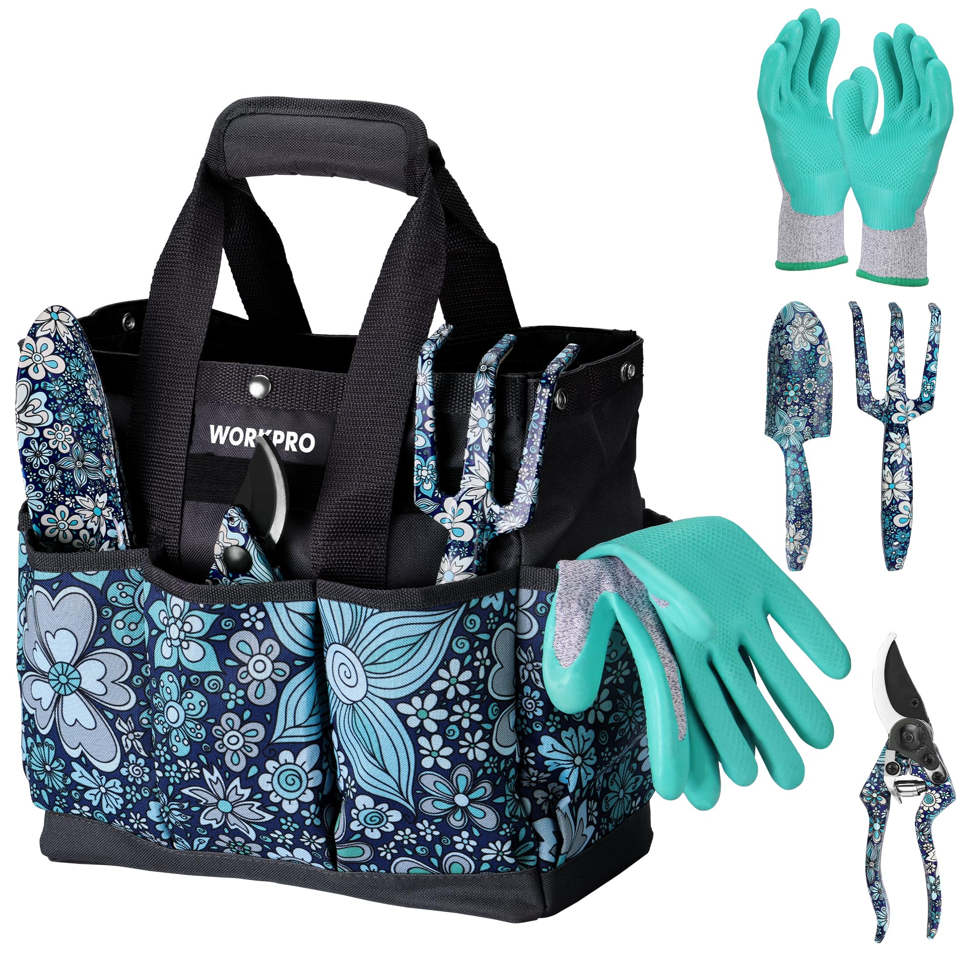 WORKPRO 5-piece garden tool set bag and tools for organized gardening