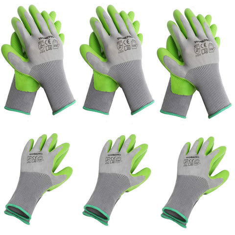 WORKPRO 6 Pairs Garden Gloves palm coated grip for durable gardening tasks.