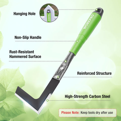 WORKPRO double hoe with three prongs for deep tilling and weed removal