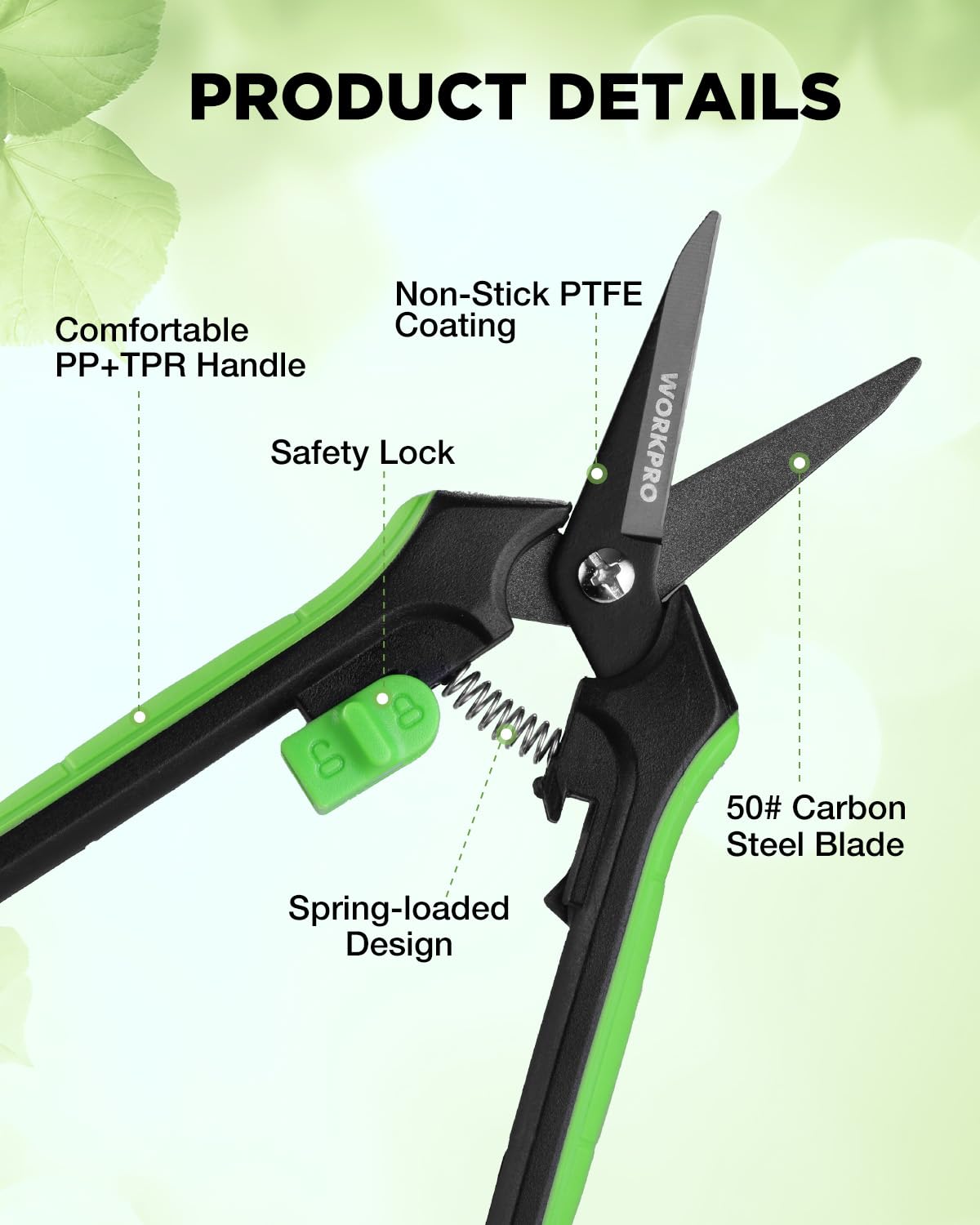 WORKPRO soft-grip handle provides comfortable control during long sessions
