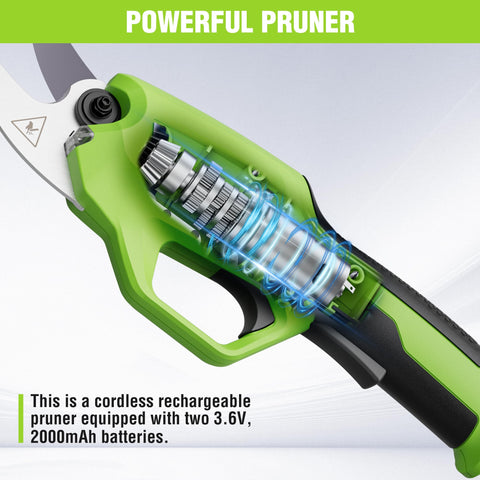 Battery compartment and charging port on WORKPRO pruner.