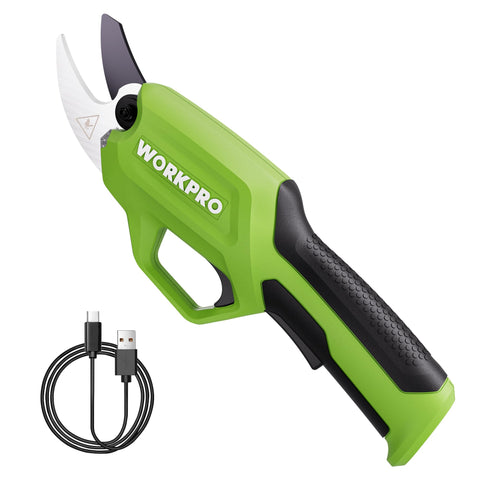 WORKPRO 7.2V pruning shears front view, compact cordless tool for easy pruning.