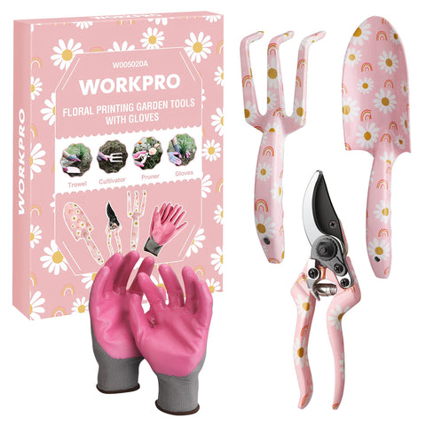 WORKPRO aluminum garden tool set trowel with flower pattern for precise planting