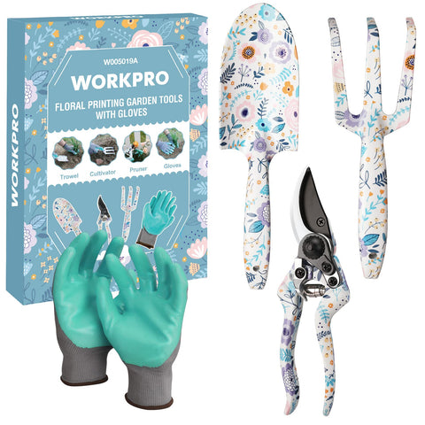 WORKPRO aluminum garden trowel with flower pattern for precise digging