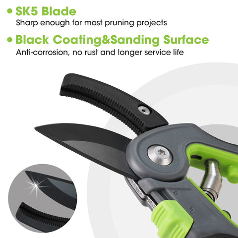 WORKPRO Anvil pruning shears ergonomic rubber handles reduce hand fatigue during long pruning sessions.