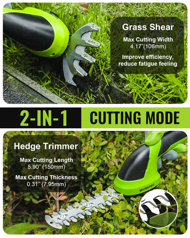 WORKPRO blade closeup showing sharp blades for clean hedges