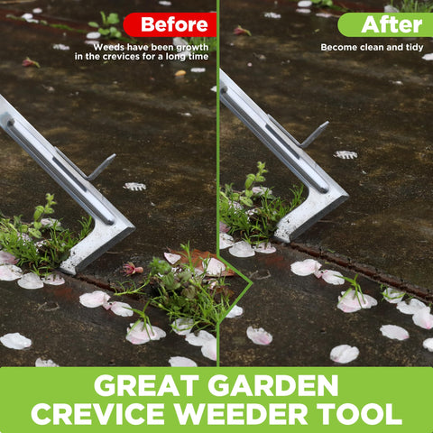 WORKPRO Crack Weeder in action removing weeds from sidewalk cracks