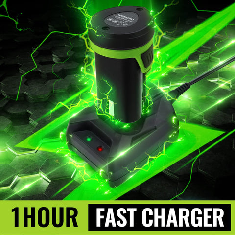 WORKPRO detachable 2.0Ah battery for easy tool swaps.