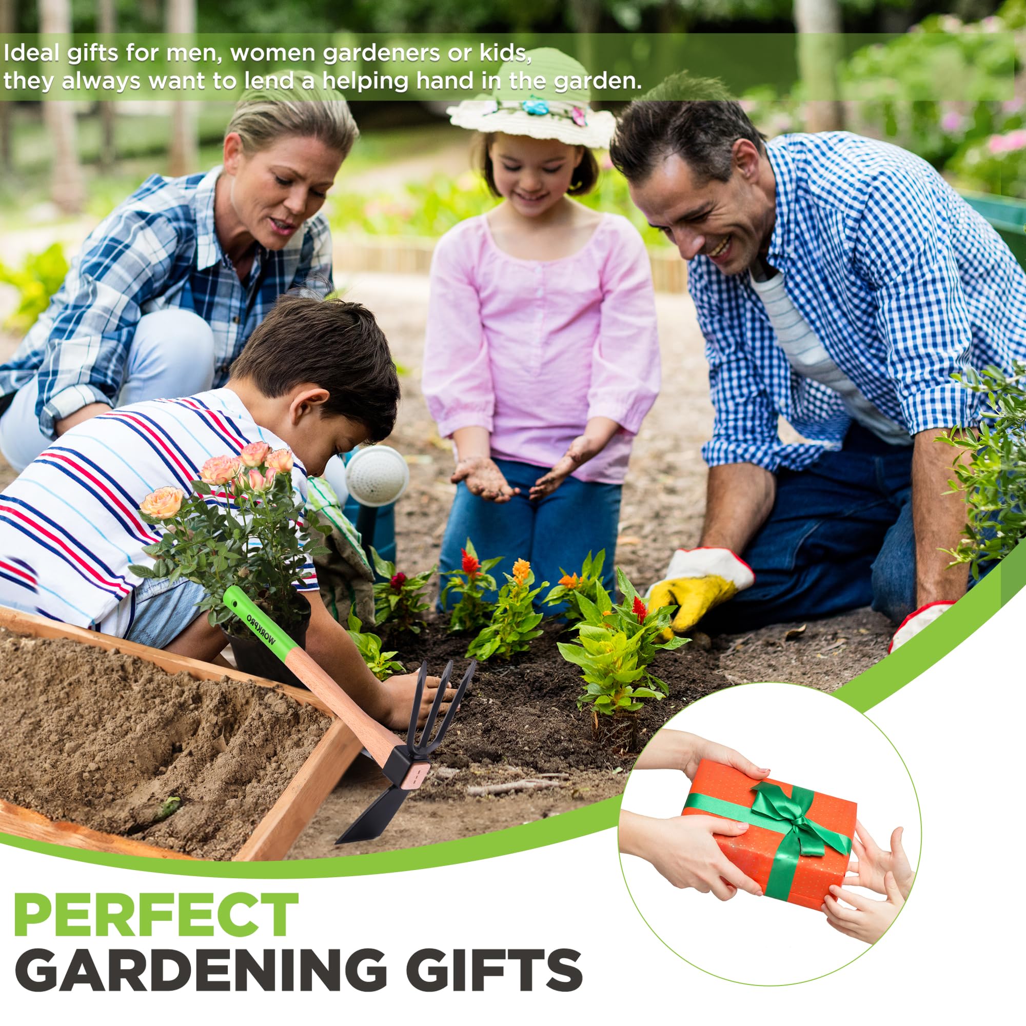 WORKPRO digging and weeding in garden use for beds, borders, and containers.