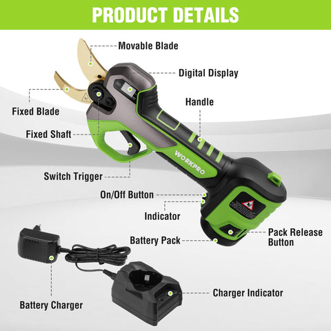 Workpro dual-cutting-angle design (15mm/25mm) enables versatile trimming.