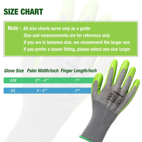 WORKPRO eco latex gloves waffle grip for secure handling in soil.