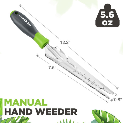 WORKPRO ergonomic soft-grip handle provides comfortable control while weeding.