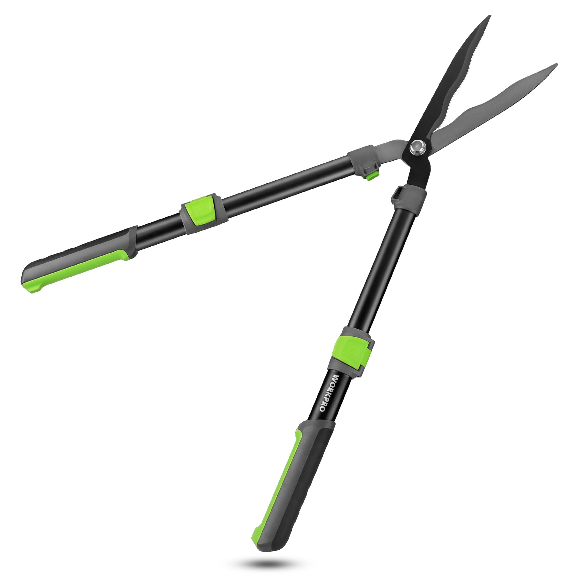 WORKPRO Extendable Hedge Shears blade closeup for precise pruning.