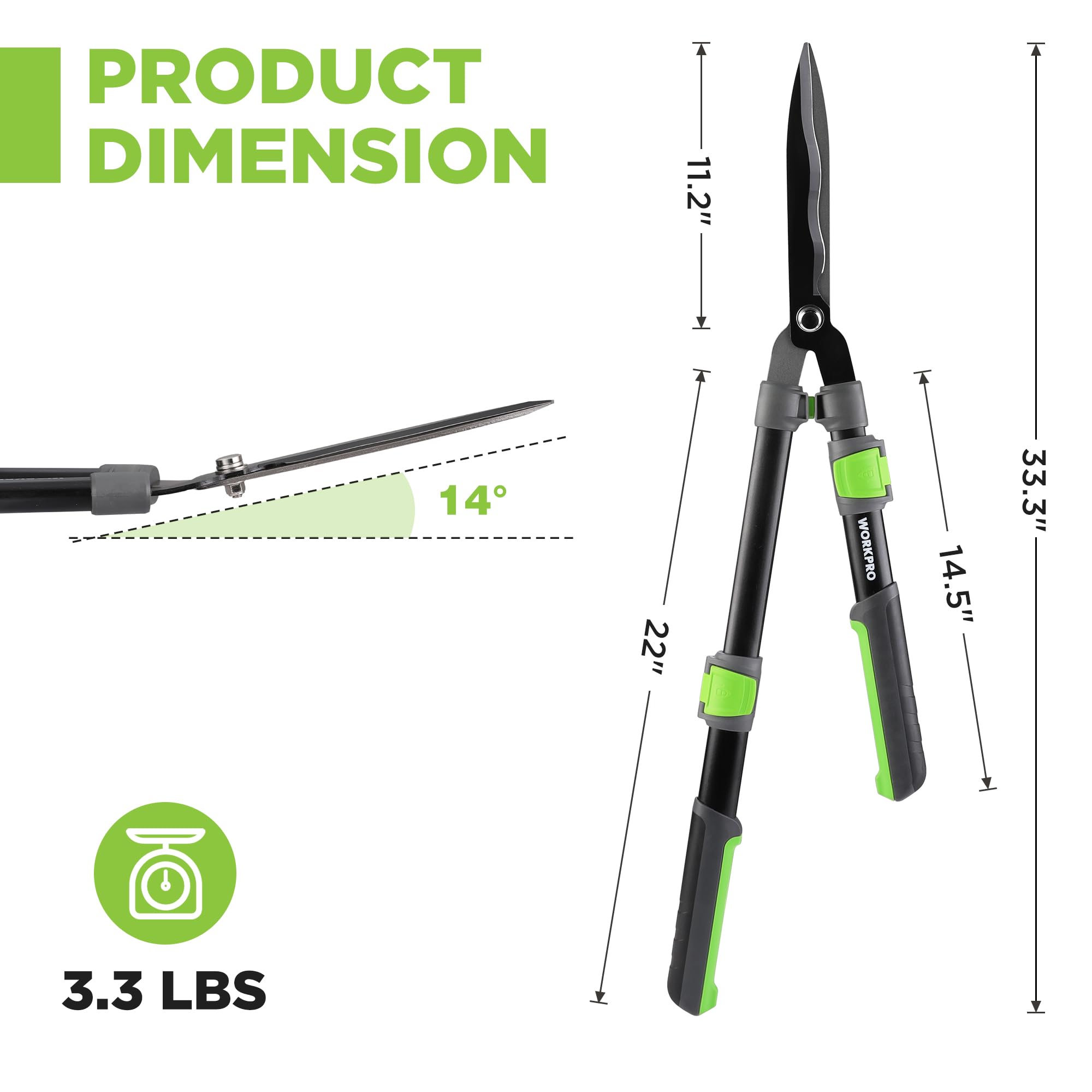 WORKPRO Extendable Hedge Shears ergonomic design and durable construction.