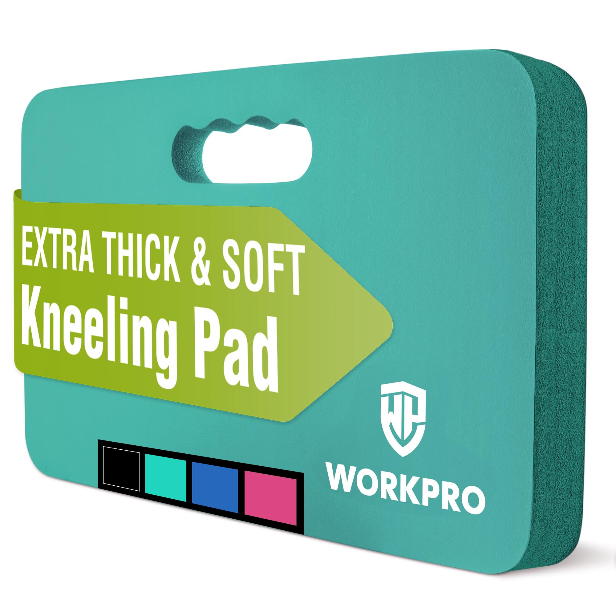 WORKPRO kneeling pad blue close-up highlights ultra-thick cushioning for comfortable kneeling