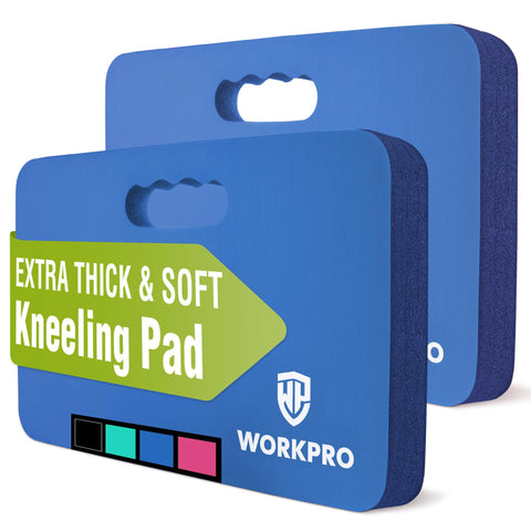 WORKPRO kneeling pad blue front view showing thick cushioning for kneeling tasks