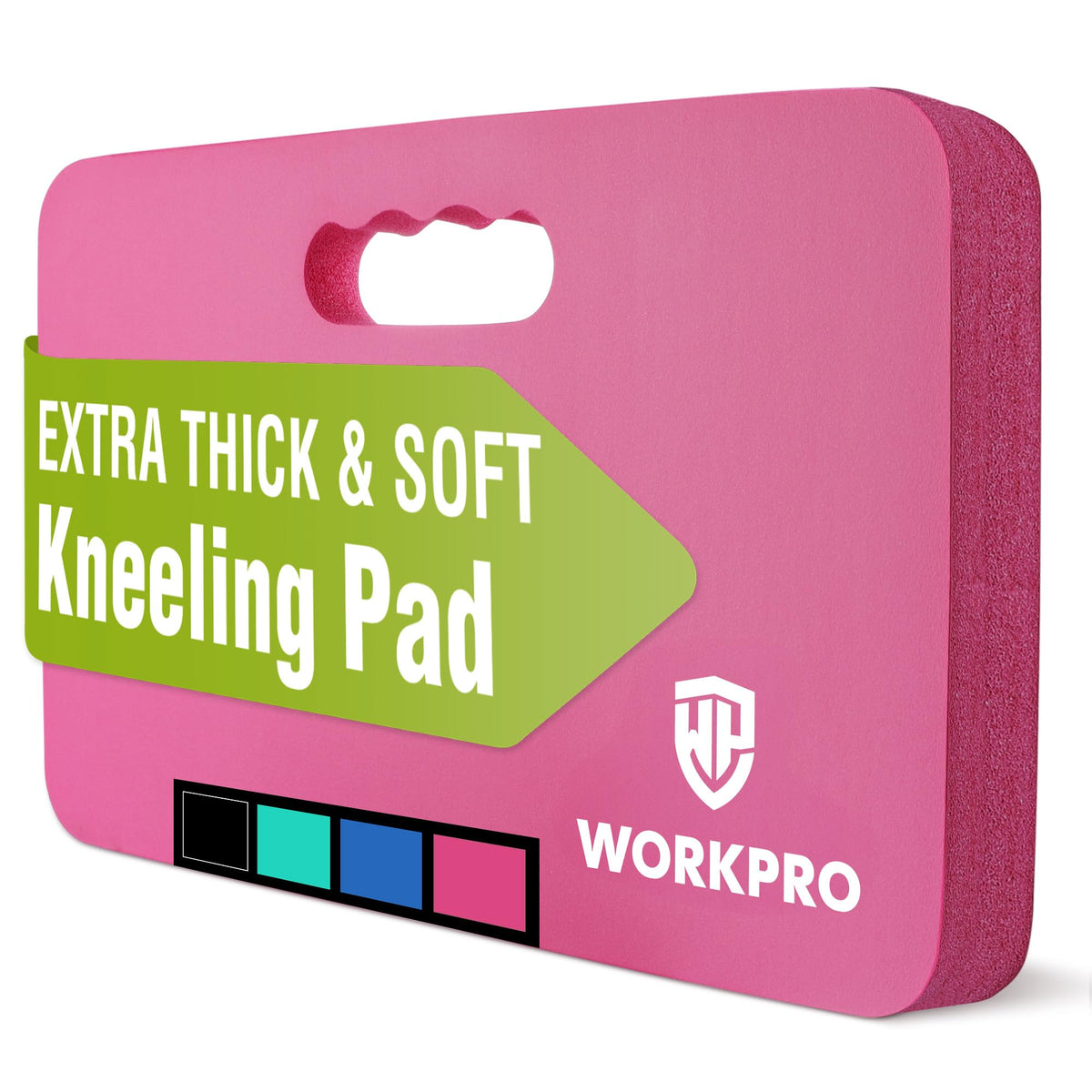 WORKPRO kneeling pad with extra-thick foam cushions knees during gardening.