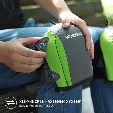 WorkPro knee pads with secure strap system fit up to 20 inches