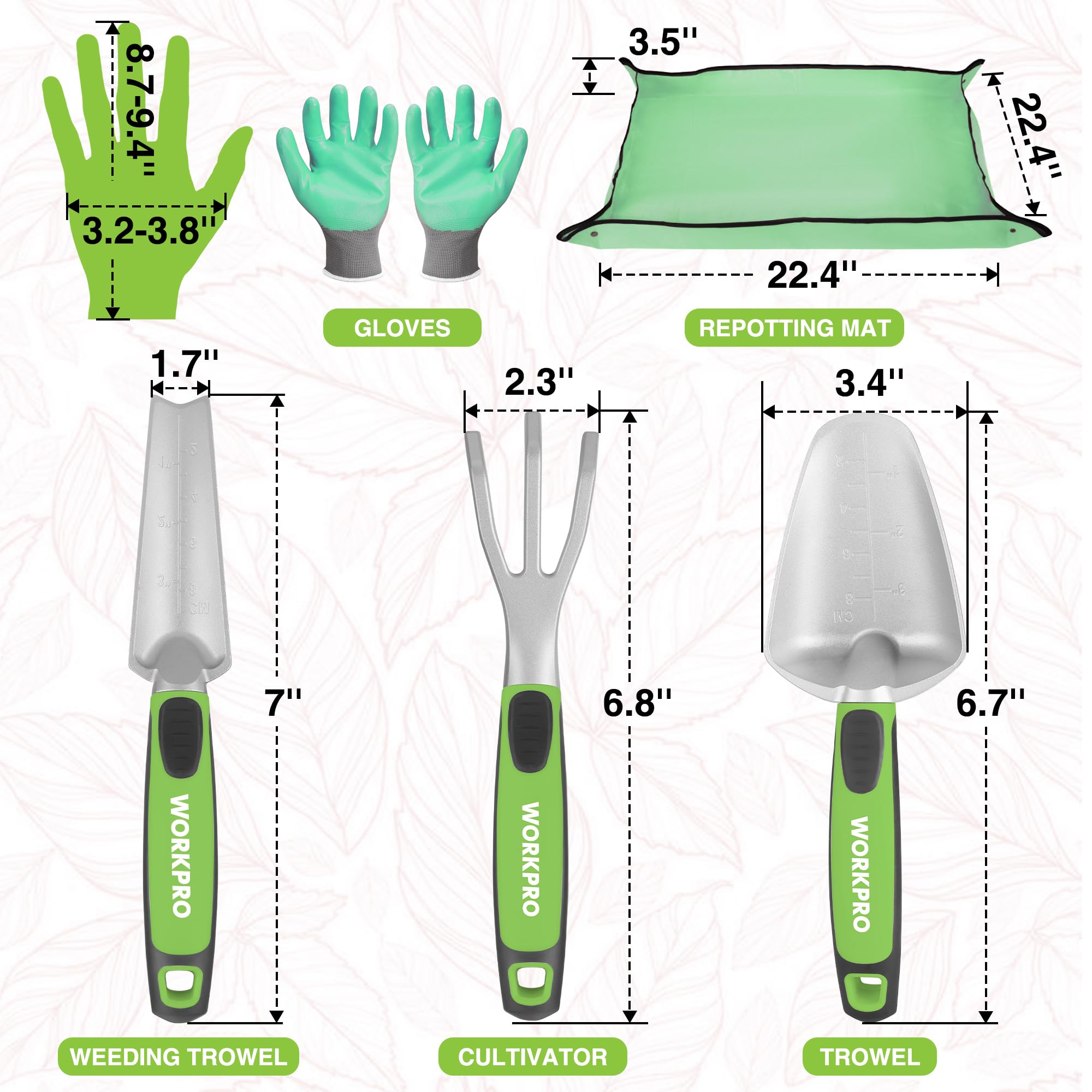 WORKPRO garden tool set weeding trowel for clean weed removal.