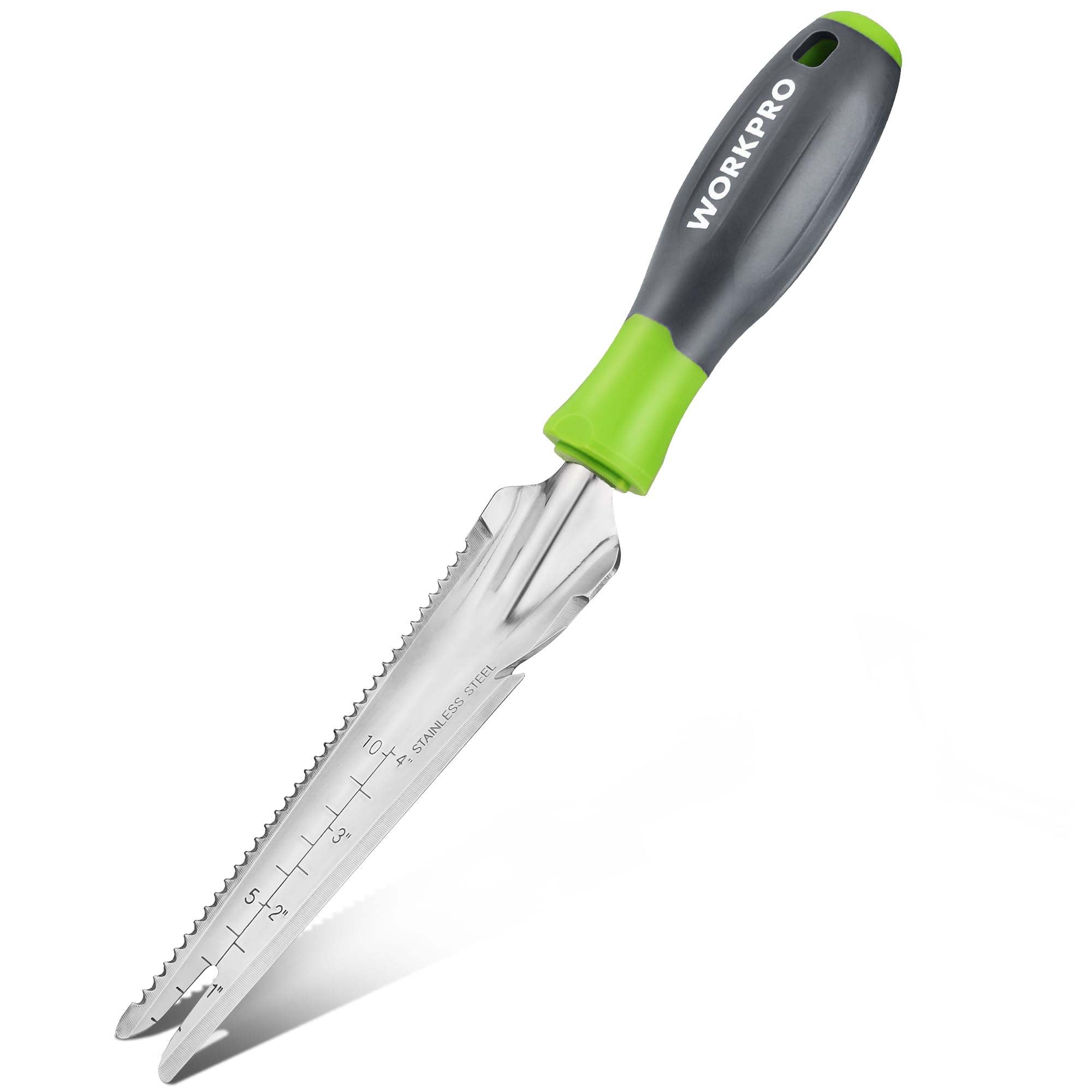 WORKPRO Hand Weeder Puller 5-in-1 stainless steel for efficient weed removal.