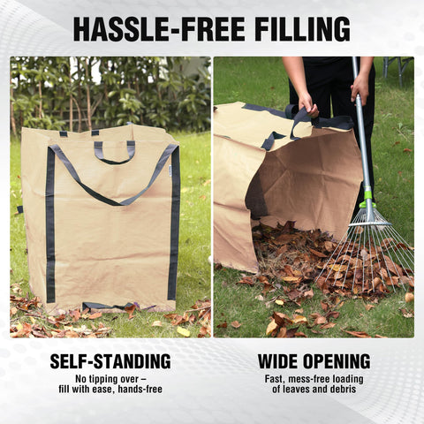 WORKPRO bag folded flat demonstrates compact storage after garden chores
