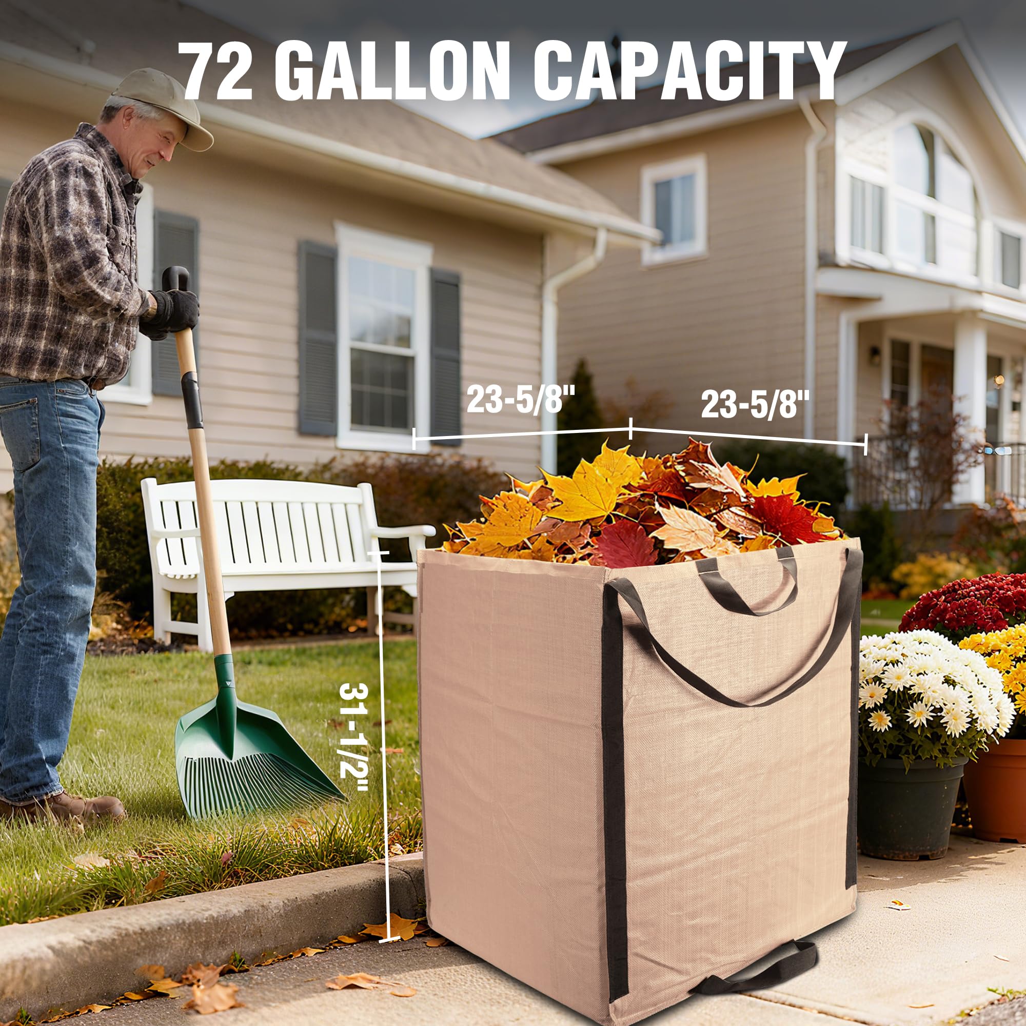 WORKPRO 72-gallon bag collects leaves and branches for efficient cleanup