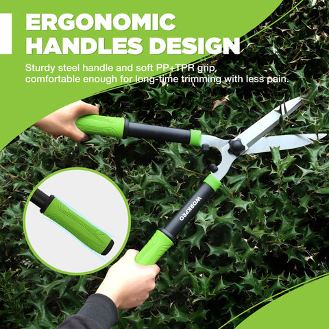 WORKPRO Hedge Shears anti-slip handle ensures a secure grip while pruning.