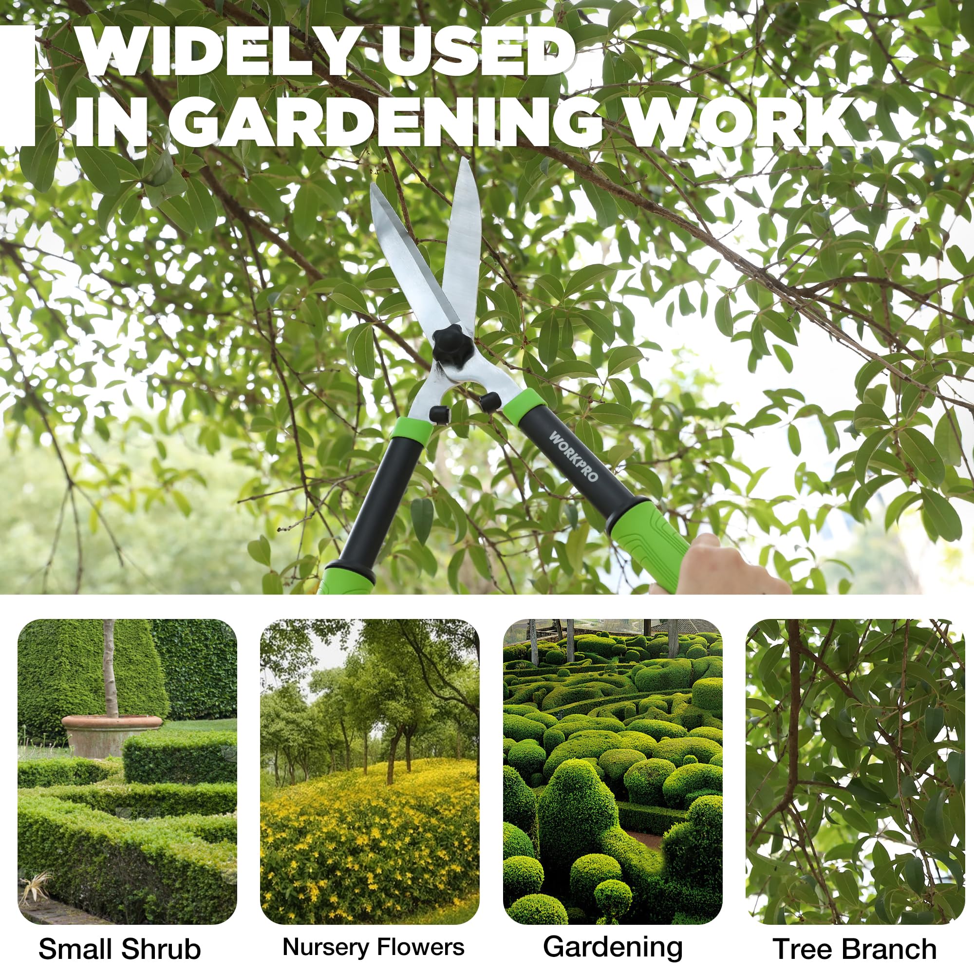 WORKPRO Hedge Shears can cut wet wood up to 10 mm.