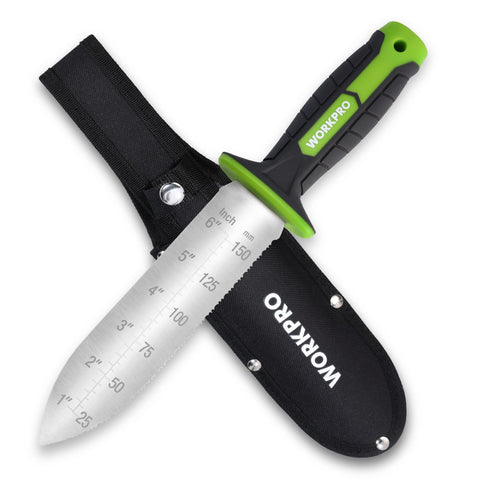 WORKPRO Hori Hori blade with double-edge for tough garden tasks.