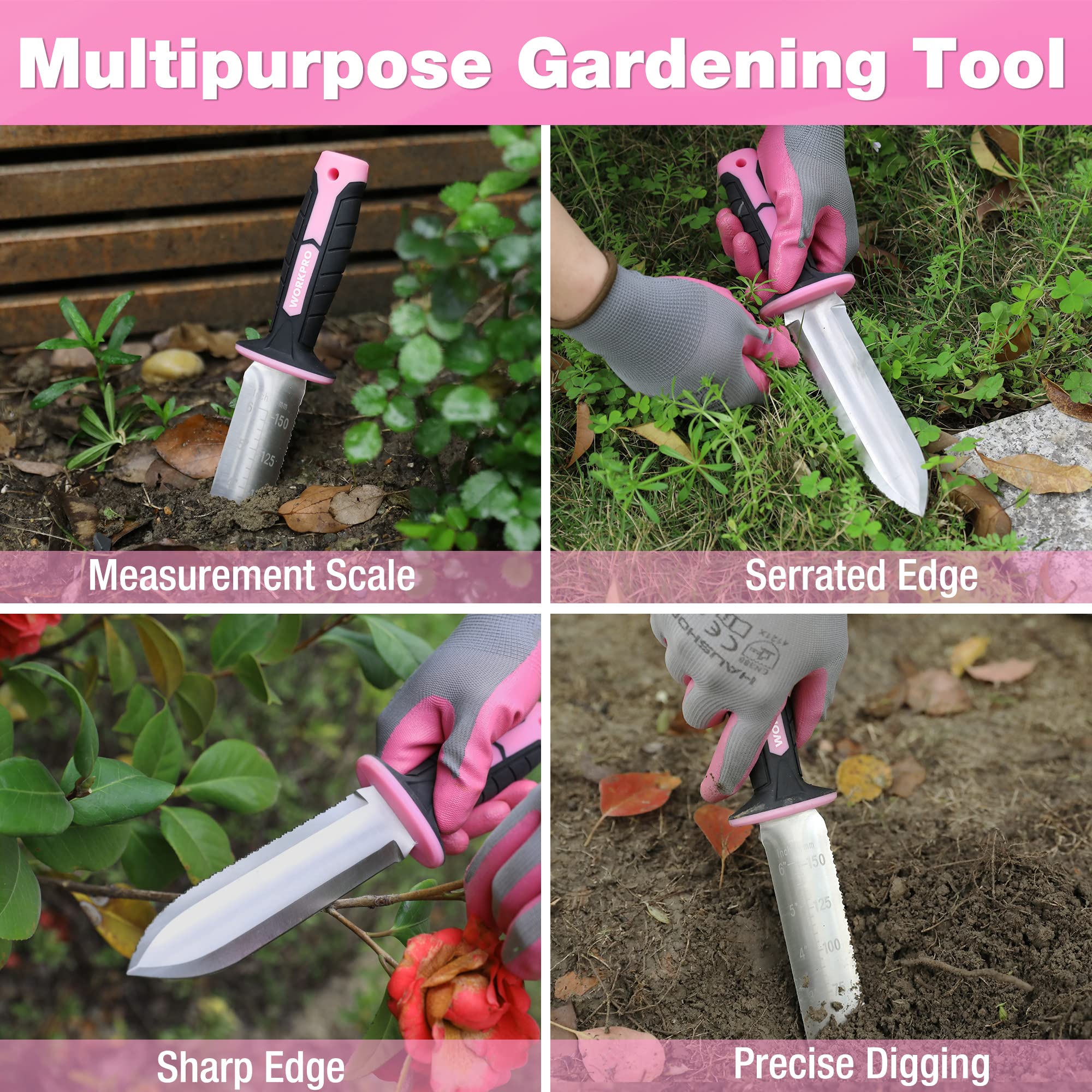 WORKPRO Hori Hori serrated edge handles tough roots and wood