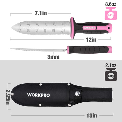 WORKPRO Hori Hori straight edge cleanly cuts vegetables and twigs