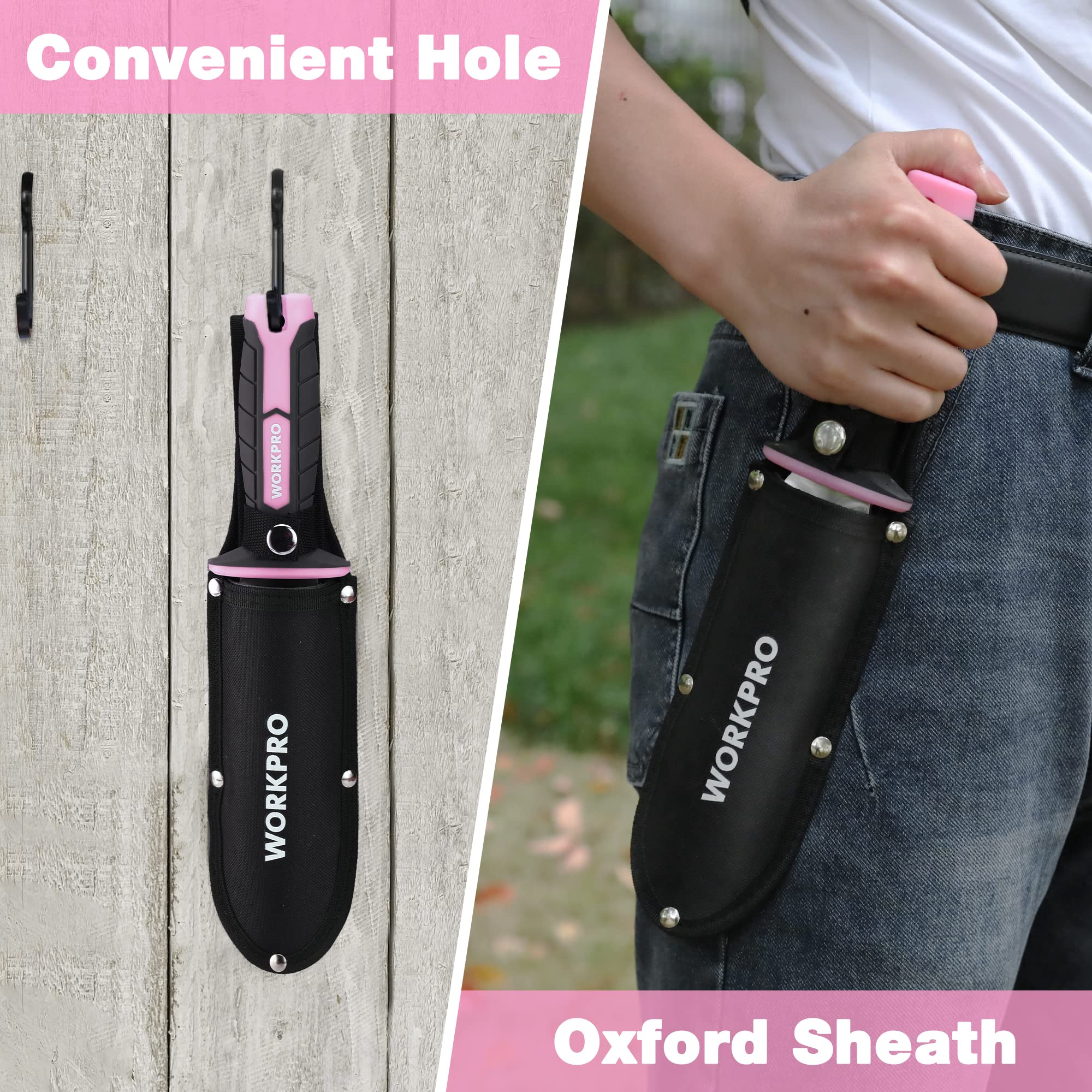 WORKPRO Hori Hori TRP handle offers ergonomic, comfortable grip