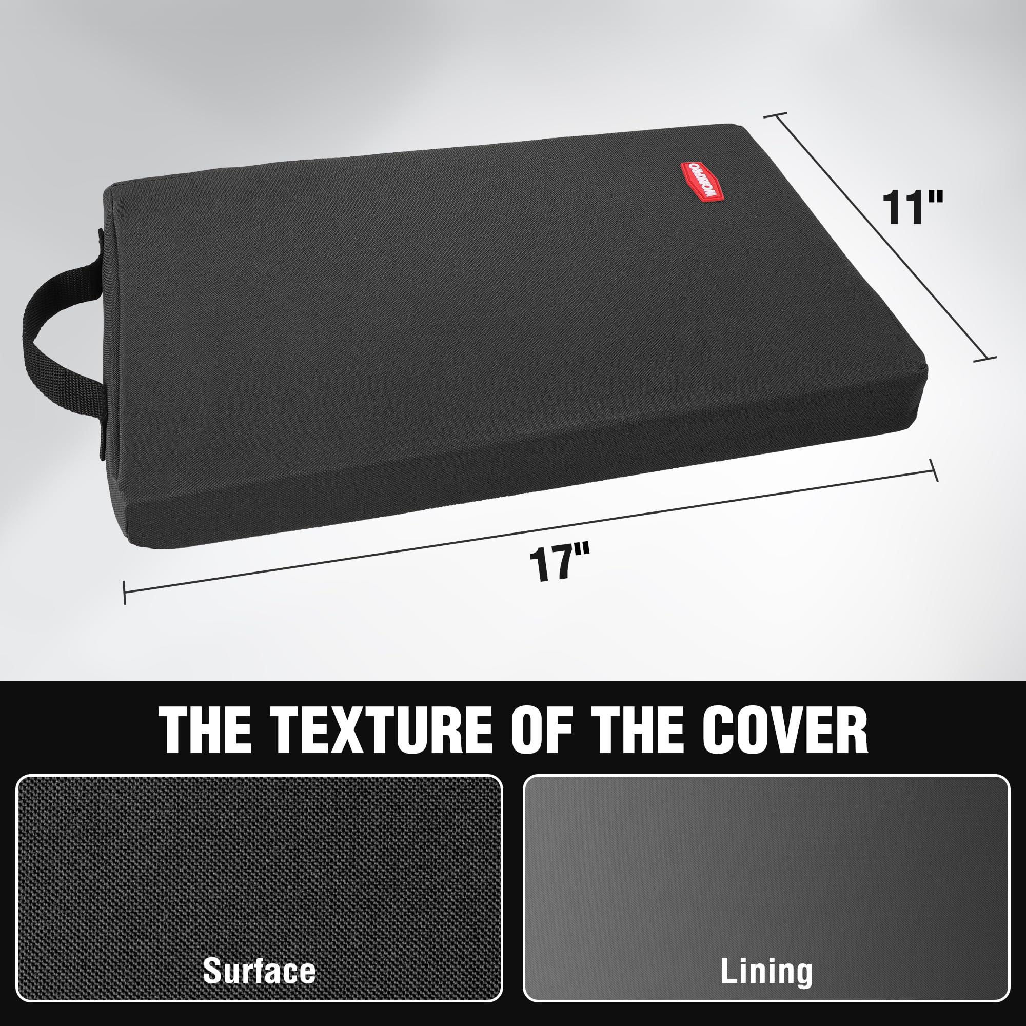 WORKPRO kneeling pad double-sided zipper design for easy cover removal.